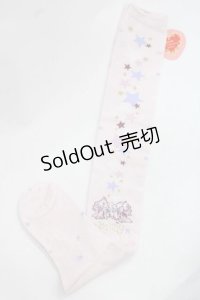 BABY,THE STARS SHINE BRIGHT / 星屑Fantasia 双子の星ネコちゃんのホロスコープ 柄オーバーニーソックス  ピンク I-25-11-27-110-BA-ZA-SA-ZI
