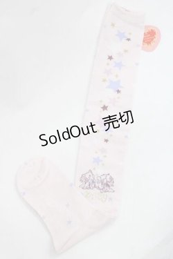 画像1: BABY,THE STARS SHINE BRIGHT / 星屑Fantasia 双子の星ネコちゃんのホロスコープ 柄オーバーニーソックス  ピンク I-25-11-27-110-BA-ZA-SA-ZI