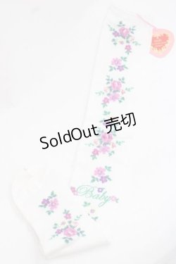 画像1: BABY,THE STARS SHINE BRIGHT / Garden Flower柄オーバーニーソックス  アイボリー I-25-11-27-111-BA-ZA-SA-ZI