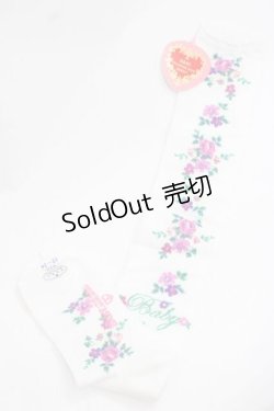 画像2: BABY,THE STARS SHINE BRIGHT / Garden Flower柄オーバーニーソックス  アイボリー I-25-11-27-111-BA-ZA-SA-ZI