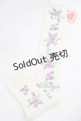 BABY,THE STARS SHINE BRIGHT / Garden Flower柄オーバーニーソックス  アイボリー I-25-11-27-115-BA-ZA-SA-ZI