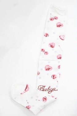 画像1: BABY,THE STARS SHINE BRIGHT / KiraKira Parfait柄オーバーニーソックス  白 I-25-11-27-119-BA-ZA-SA-ZI