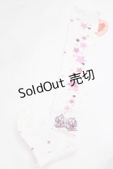 BABY,THE STARS SHINE BRIGHT / 星屑Fantasia 双子の星ネコちゃんのホロスコープ 柄オーバーニーソックス  白 I-25-11-27-120-BA-ZA-SA-ZI
