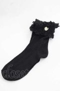 m petit by misako / プチバラ付きクルーソックス  黒 I-25-11-27-121-LO-ZA-SA-ZI
