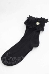 m petit by misako / プチバラ付きクルーソックス  黒 I-25-11-27-121-LO-ZA-SA-ZI