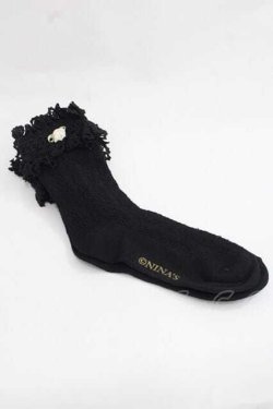 画像2: m petit by misako / プチバラ付きクルーソックス  黒 I-25-11-27-121-LO-ZA-SA-ZI