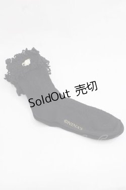 画像2: m petit by misako / プチバラ付きクルーソックス  黒 I-25-11-27-121-LO-ZA-SA-ZI