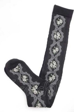 画像1: m petit by misako / ローズオーバーニー  黒 I-25-11-27-124-LO-ZA-SA-ZI