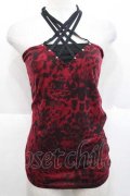 SEX POT ReVeNGe / レオパード柄クロスベアトップス  赤ｘ黒 I-25-11-27-016-SP-TO-SA-ZI