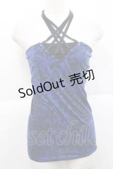 SEX POT ReVeNGe / レオパード柄クロスベアトップス  青Ｘ黒 I-25-11-27-017-SP-TO-SA-ZI