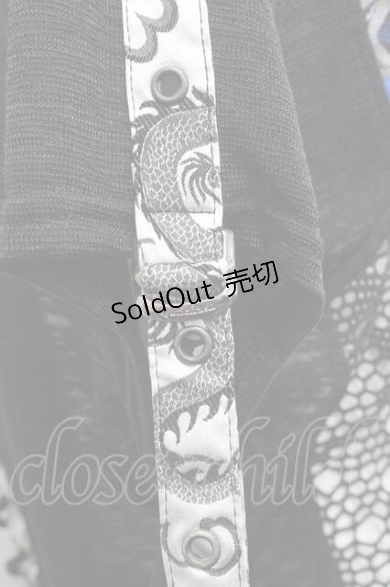 画像5: Qutie Frash / メッシュ切り替え着物袖カーディガン  黒Ｘ青 I-25-11-27-019-QU-BL-SA-ZI (5)