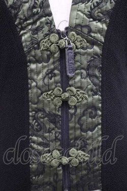 画像3: Qutie Frash / サイド編上チャイナ風ロングベスト  黒Ｘ緑 I-25-11-27-020-QU-TO-SA-ZI