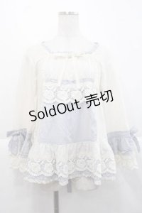 PINK HOUSE / ローズレース使いブラウス  アイボリーＸブルー I-25-11-27-021-LO-BL-SA-ZI