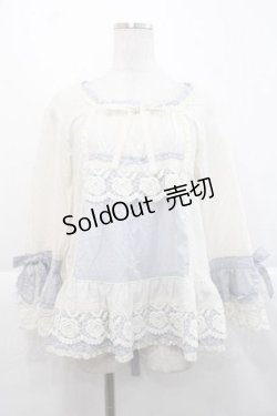 画像1: PINK HOUSE / ローズレース使いブラウス  アイボリーＸブルー I-25-11-27-021-LO-BL-SA-ZI