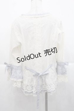 画像2: PINK HOUSE / ローズレース使いブラウス  アイボリーＸブルー I-25-11-27-021-LO-BL-SA-ZI