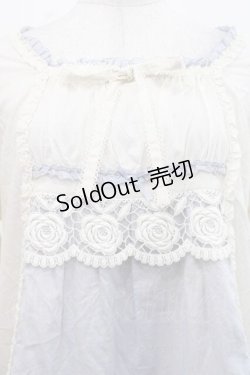 画像4: PINK HOUSE / ローズレース使いブラウス  アイボリーＸブルー I-25-11-27-021-LO-BL-SA-ZI