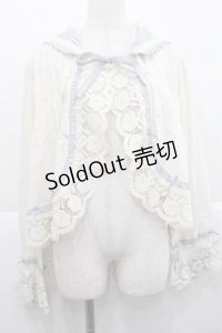 PINK HOUSE / 配色フリル使いフードブラウス  アイボリーＸブルー I-25-11-27-022-LO-BL-SA-ZI