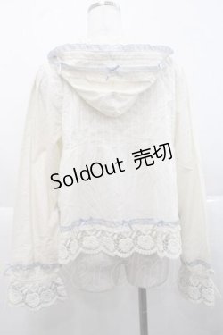 画像2: PINK HOUSE / 配色フリル使いフードブラウス  アイボリーＸブルー I-25-11-27-022-LO-BL-SA-ZI