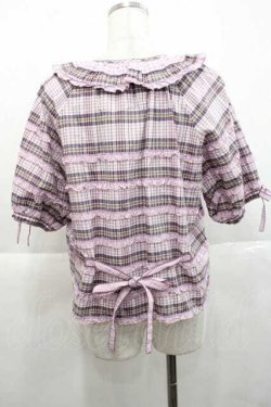 画像2: PINK HOUSE / オリジナルチェック半袖ブラウス  ピンクチェック I-25-11-27-023-LO-BL-SA-ZI
