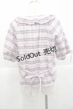 画像2: PINK HOUSE / オリジナルチェック半袖ブラウス  ピンクチェック I-25-11-27-023-LO-BL-SA-ZT1227K
