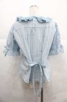 画像2: PINK HOUSE / ギンガムチェックパッチワークフリルブラウス  サックス I-25-12-02-005-LO-BL-SA-ZT210 (2)