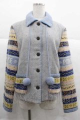 PINK HOUSE / 袖ボーダーカウチン  サックス I-25-12-02-044-LO-JA-SA-ZI