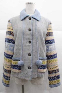 画像1: PINK HOUSE / 袖ボーダーカウチン  サックス I-25-12-02-044-LO-JA-SA-ZI