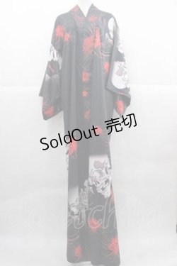 画像1: Royal Princess Alice / 新がしゃどくろ浴衣  黒Ｘ赤Ｘ白 I-25-12-02-047-LO-OP-SA-ZI