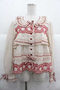 PINK HOUSE / いちごステッチレース使い水玉プリントブラウス  アイボリーＸ赤 I-25-12-02-006-LO-BL-SA-ZI