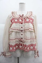 PINK HOUSE / いちごステッチレース使い水玉プリントブラウス  アイボリーＸ赤 I-25-12-02-006-LO-BL-SA-ZI