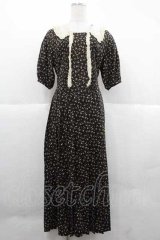 PINK HOUSE / 小花柄ワンピース  黒Ｘアイボリー I-25-12-02-049-LO-OP-SA-ZI