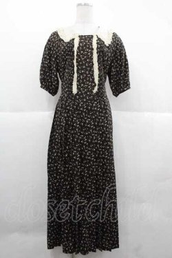 画像1: PINK HOUSE / 小花柄ワンピース  黒Ｘアイボリー I-25-12-02-049-LO-OP-SA-ZI