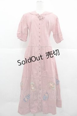 画像1: PINK HOUSE / ギンガムチェック&キューピーワッペンワンピース  レッド I-25-12-02-052-LO-OP-SA-ZI