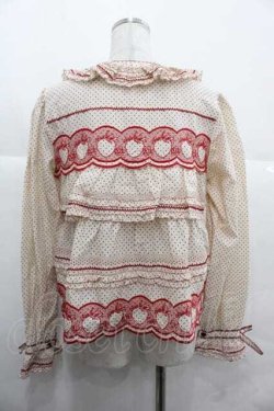 画像2: PINK HOUSE / いちごステッチレース使い水玉プリントブラウス  アイボリーＸ赤 I-25-12-02-006-LO-BL-SA-ZI