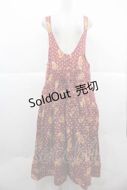 画像1: WONDERFUL WORLD / テディベア柄ジャンパースカート  レッド I-25-12-02-053-LO-OP-SA-ZI