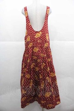 画像2: WONDERFUL WORLD / テディベア柄ジャンパースカート  レッド I-25-12-02-053-LO-OP-SA-ZI