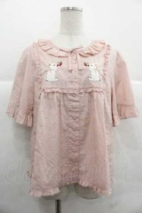 PINK HOUSE / スイーツスプリングバニー刺繍ブラウス  ピンク I-25-12-02-007-LO-BL-SA-ZI