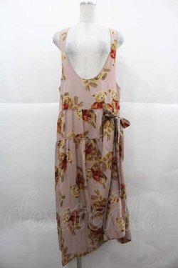 画像1: WONDERFUL WORLD / テディベア柄たくし上げジャンパースカート  ピンク I-25-12-02-059-LO-OP-SA-ZI