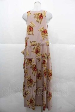 画像2: WONDERFUL WORLD / テディベア柄たくし上げジャンパースカート  ピンク I-25-12-02-059-LO-OP-SA-ZI