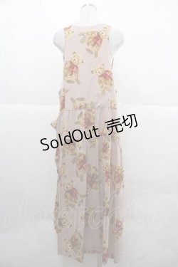 画像2: WONDERFUL WORLD / テディベア柄たくし上げジャンパースカート  ピンク I-25-12-02-059-LO-OP-SA-ZI