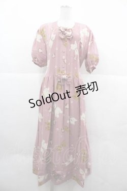 画像1: PINK HOUSE / 犬とマーガレット柄半袖ワンピース  ピンク I-25-12-02-060-LO-OP-SA-ZI
