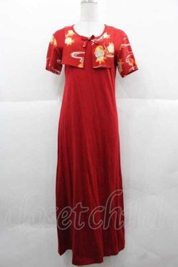 画像1: WONDERFUL WORLD / ちりめん金魚襟カットワンピース  レッド I-25-12-02-061-LO-OP-SA-ZI