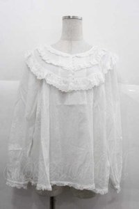 PINK HOUSE / 綿レース使いブラウス  白 I-25-12-02-008-LO-BL-SA-ZI