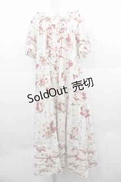 画像1: PINK HOUSE / リボンブーケプリントワンピース  白Ｘ赤 I-25-12-02-065-LO-OP-SA-ZI