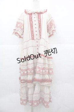 画像1: PINK HOUSE / いちごステッチレース使い水玉プリントワンピース  生成りＸ赤 I-25-12-02-066-LO-OP-SA-ZI