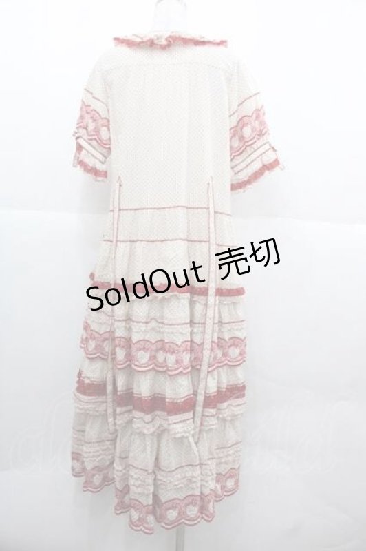 画像2: PINK HOUSE / いちごステッチレース使い水玉プリントワンピース  生成りＸ赤 I-25-12-02-066-LO-OP-SA-ZI (2)