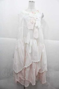 PINK HOUSE / 桜ひらり舞い散るフリルワンピース  白Ｘピンク I-25-12-02-067-LO-OP-SA-ZI