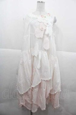 画像1: PINK HOUSE / 桜ひらり舞い散るフリルワンピース  白Ｘピンク I-25-12-02-067-LO-OP-SA-ZI