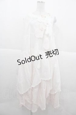 画像1: PINK HOUSE / 桜ひらり舞い散るフリルワンピース  白Ｘピンク I-25-12-02-067-LO-OP-SA-ZI