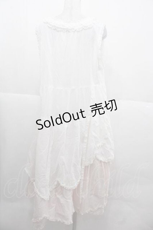 画像2: PINK HOUSE / 桜ひらり舞い散るフリルワンピース  白Ｘピンク I-25-12-02-067-LO-OP-SA-ZI (2)